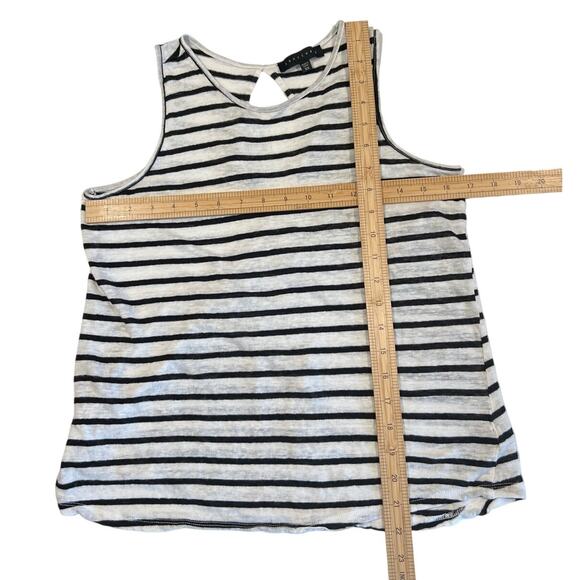 Sanctuary Black and White Striped 100% Linen Keyhole Tank Women's Size XS Indie - Picture 7 of 7